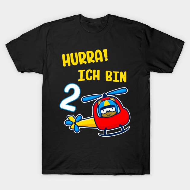 Kinder 2. Geburtstag Junge Hubschrauber Helikopter T-Shirt by Foxxy Merch